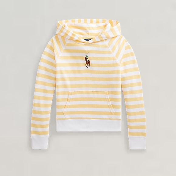 Polo Ralph Lauren Other - Polo Ralph Lauren Striped Yellow and White Terry Hoodie Girls Size 7